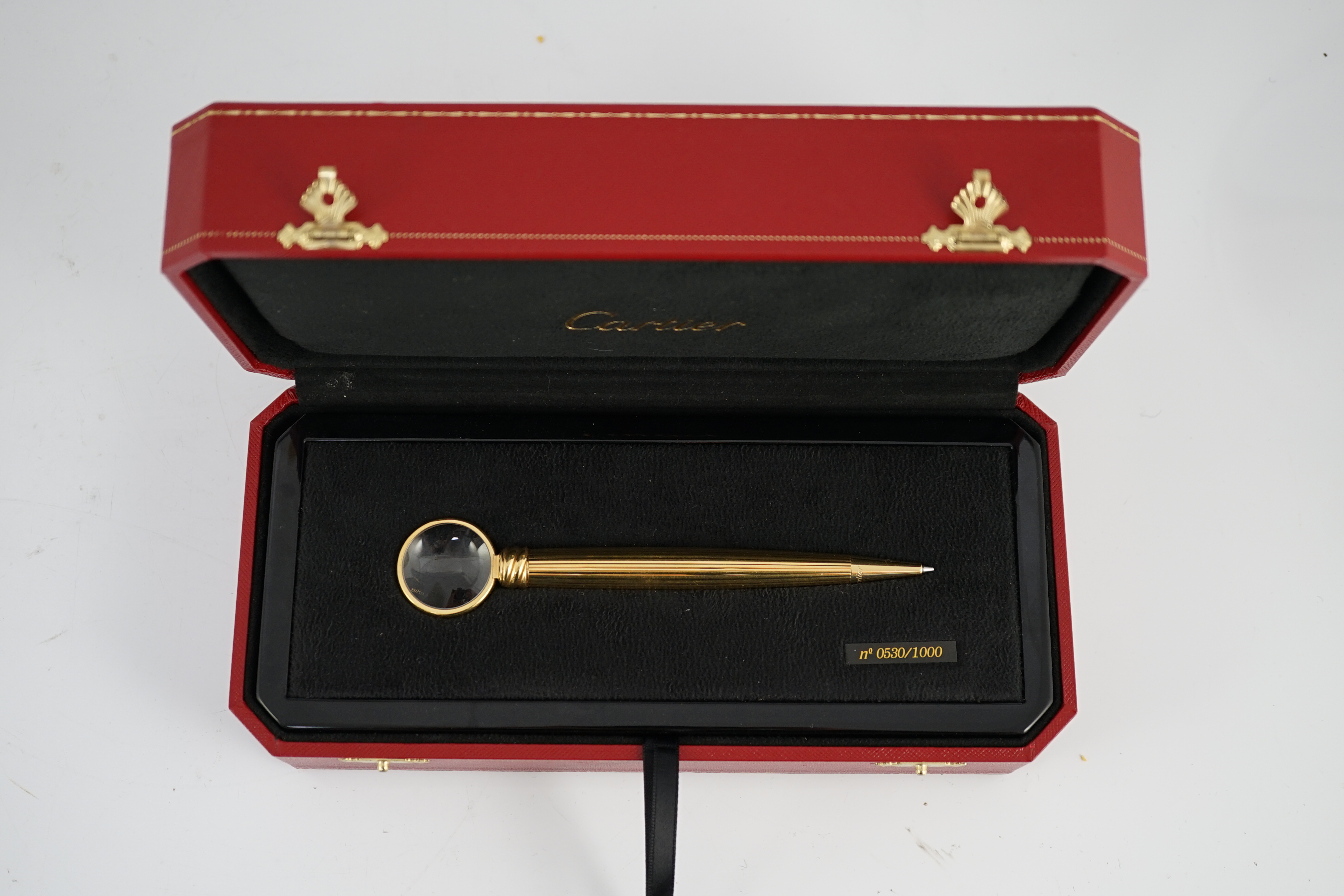 A Cartier gold plated loupe limited edition ballpoint pen